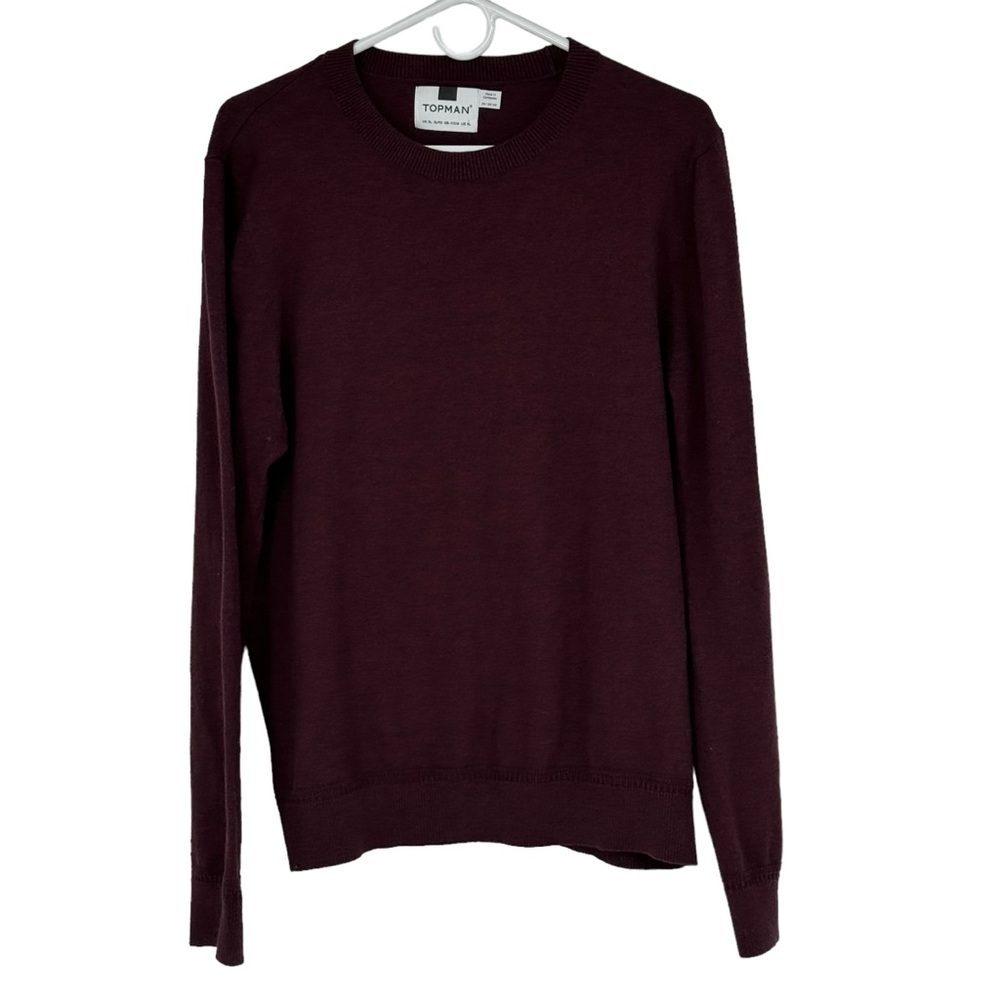 *Men’s Topman Size XL Maroon/Black Cotton Crew Neck Sweater